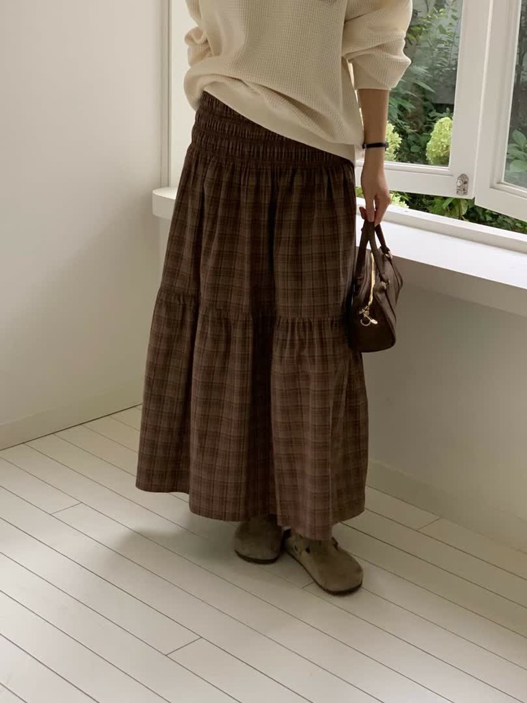 HO家格紋縮褶長裙 商品圖 2