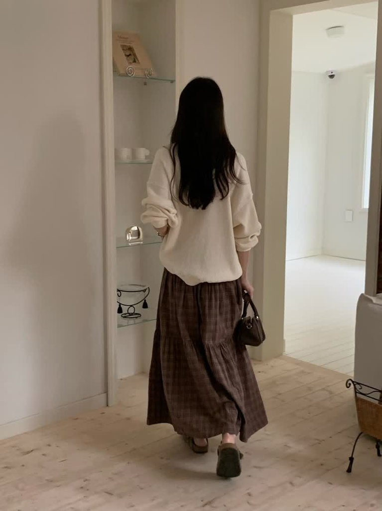 HO家格紋縮褶長裙 商品圖 4