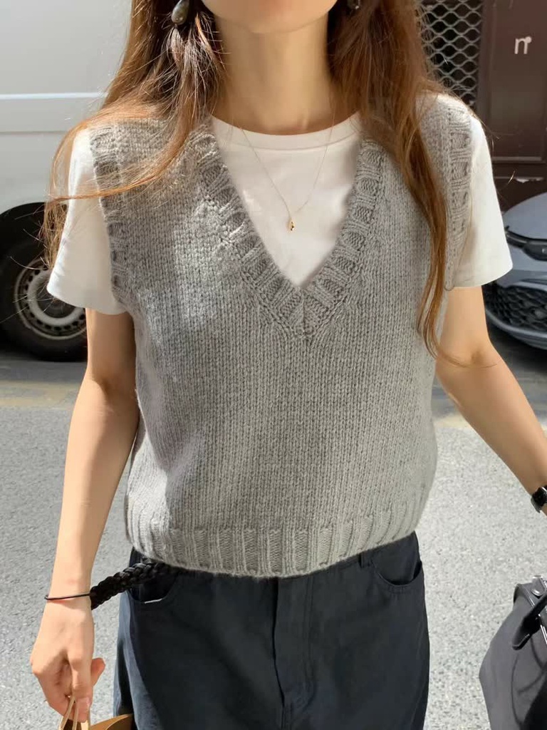 OU家V領粗針織背心 商品圖 15
