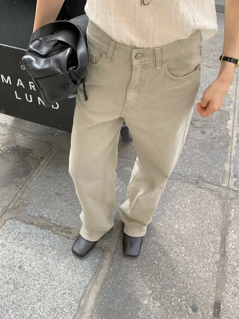 OU家米色染色直筒棉褲 商品圖 3