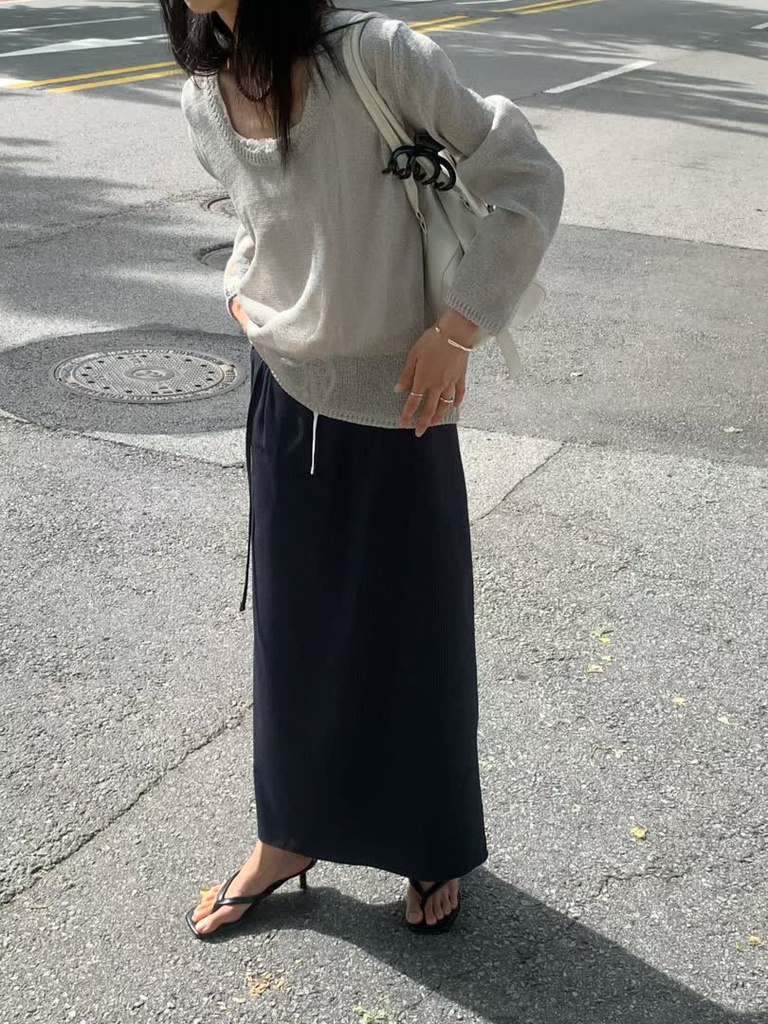 FL家條紋直筒長裙 商品圖 1