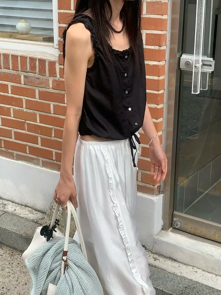FL家荷葉邊抽繩無袖上衣 商品圖 1