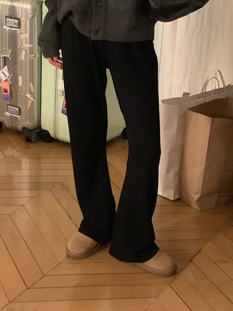 OU家黑色鬆緊喇叭褲 商品圖 2