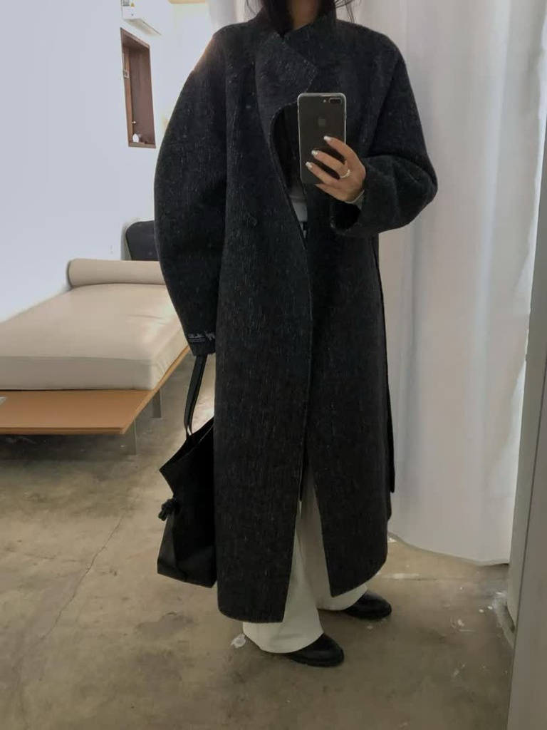 AL家羊駝毛綁帶長大衣 商品圖 3