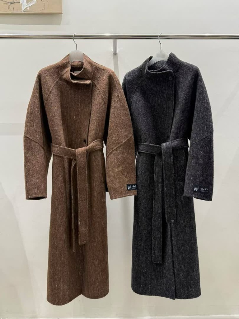 AL家羊駝毛綁帶長大衣 商品圖 1