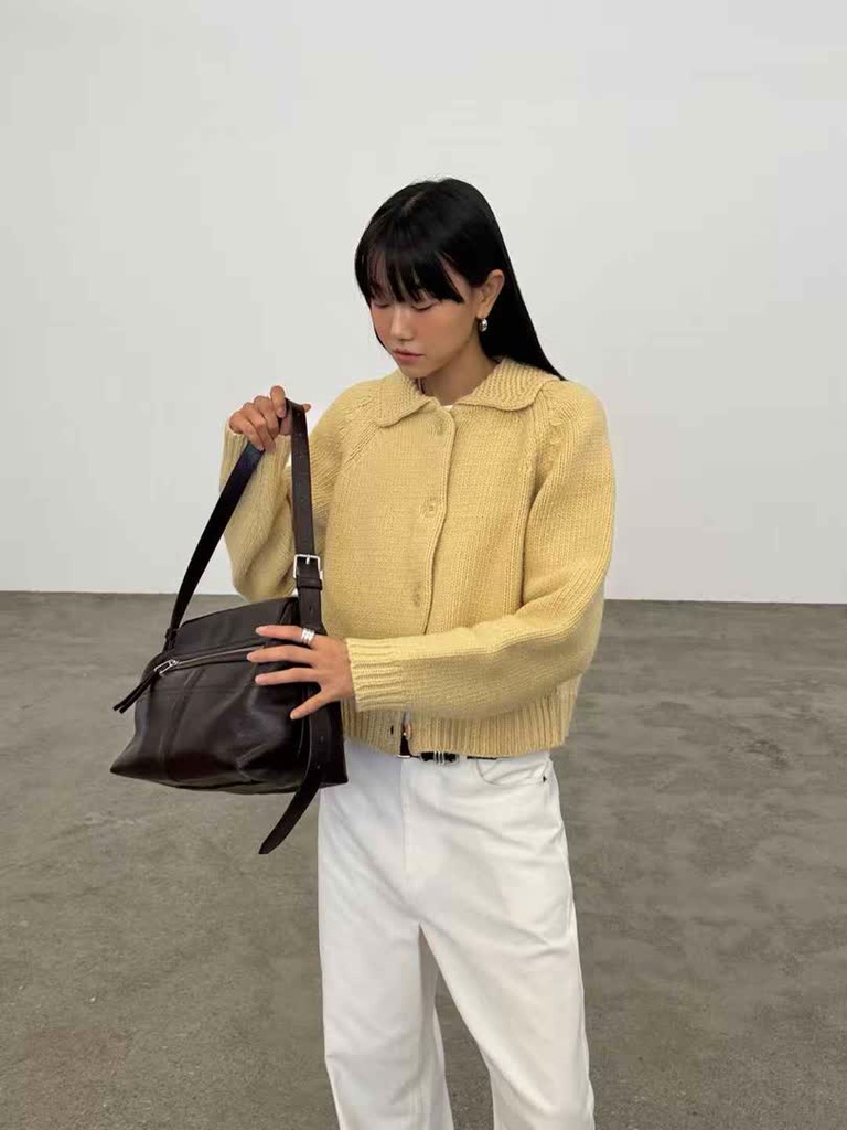 LG家翻領粗針織短版外套 商品圖 4