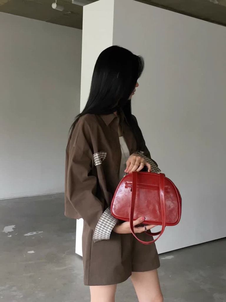AT家格紋拼接配色寬版襯衫 商品圖 2