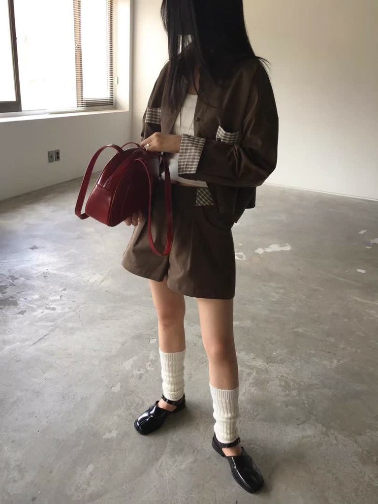 AT家格紋拼接配色寬版襯衫 商品圖 8