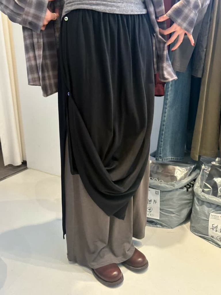 OS家拼色雙層鬆緊半身長裙 商品圖 4