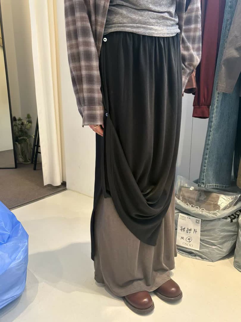 OS家拼色雙層鬆緊半身長裙 商品圖 7