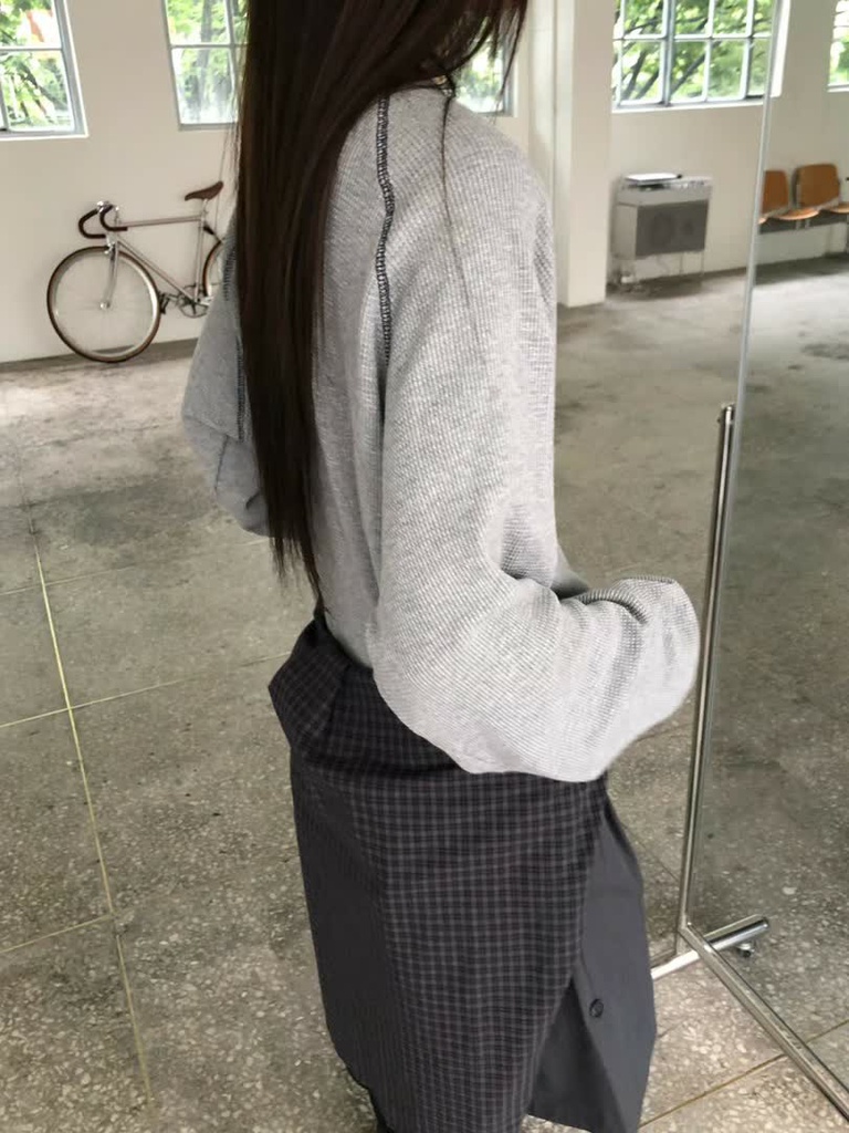AM家落肩鬆版華夫格上衣 商品圖 5
