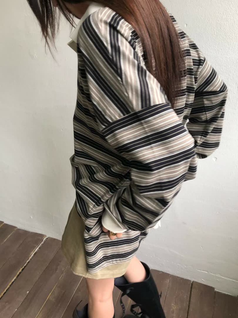 AM家條紋寬版POLO長袖上衣 商品圖 8