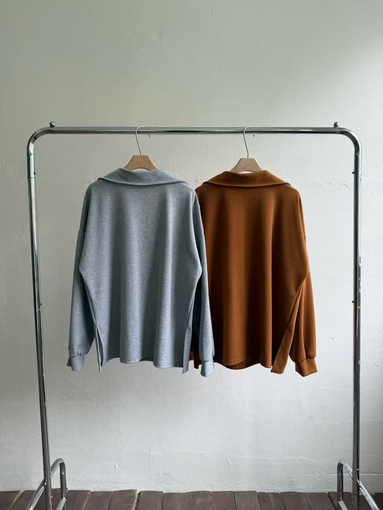 AM家寬版翻領POLO上衣 商品圖 2