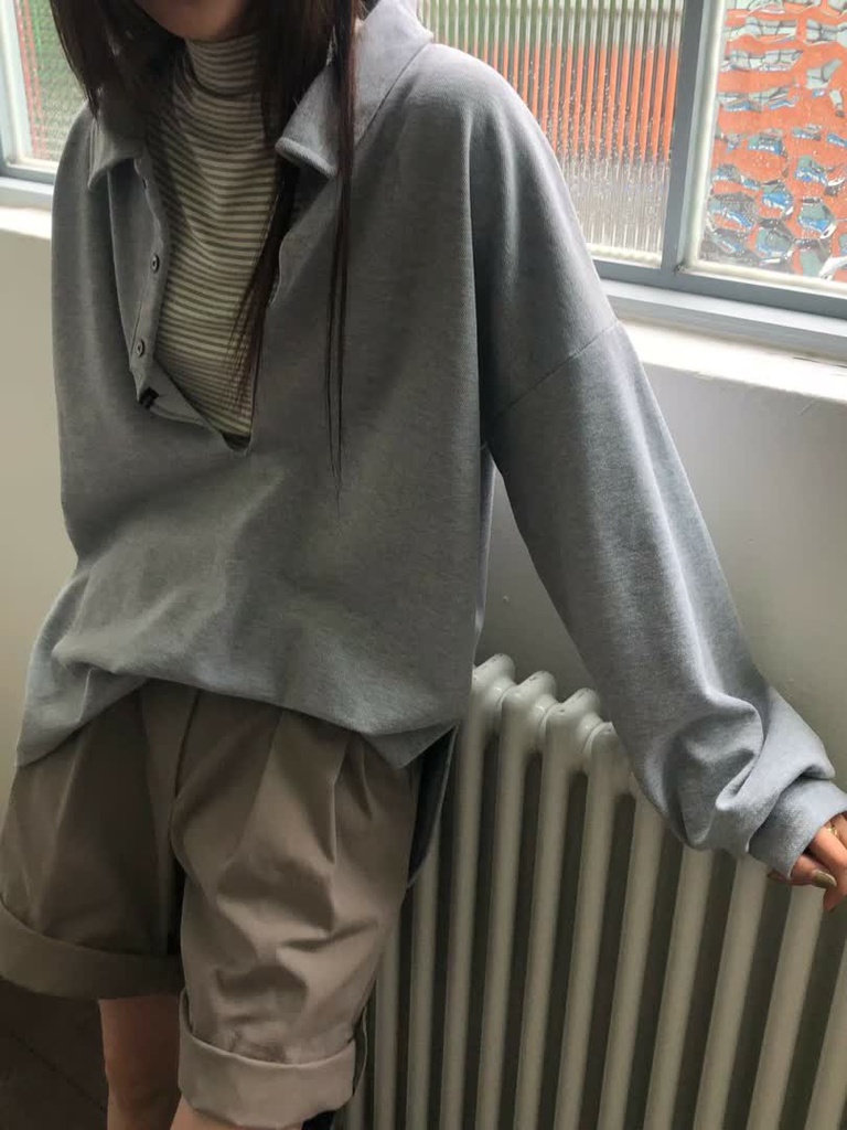 AM家寬版翻領POLO上衣 商品圖 3