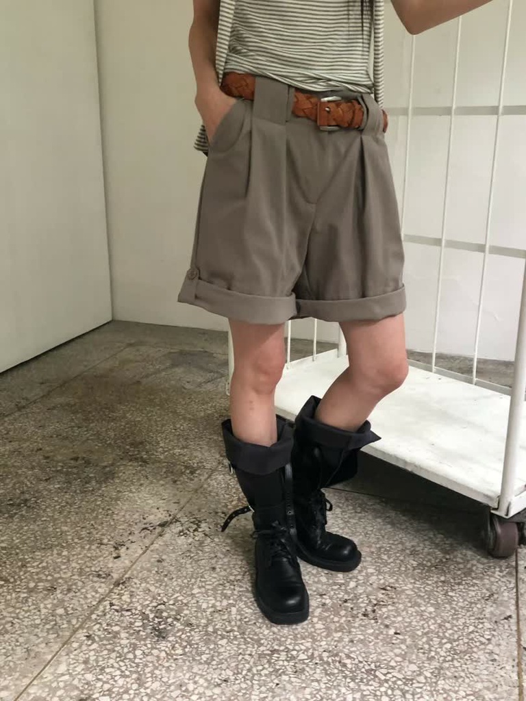 AM家打褶寬版五分短褲 商品圖 3