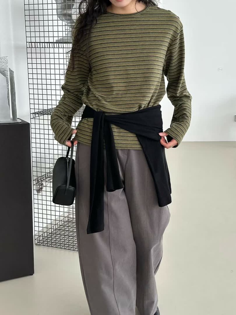 LE家肩釦條紋長袖上衣 商品圖 4