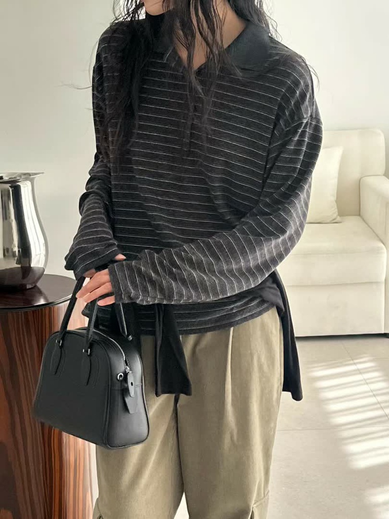 LE家條紋翻領長袖Polo衫 商品圖 5