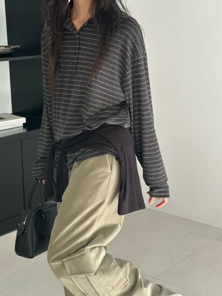 LE家條紋翻領長袖Polo衫 商品圖 7