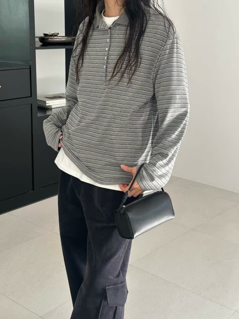 LE家條紋翻領長袖Polo衫 商品圖 9