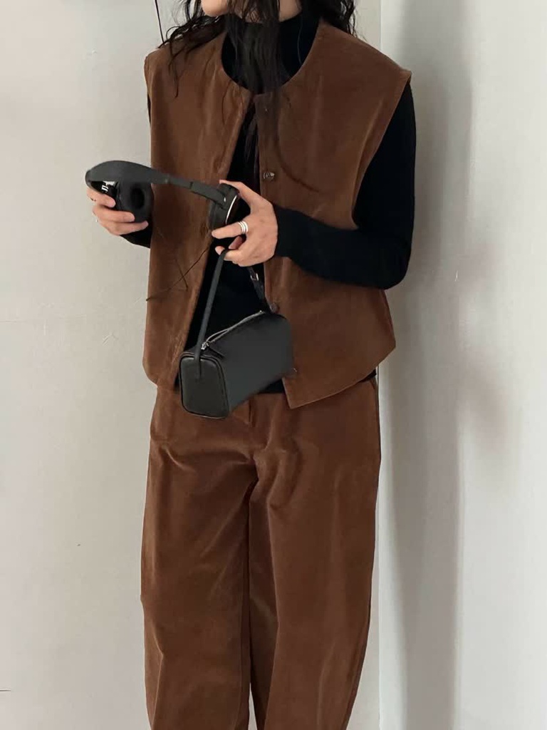 LE家燈芯絨背心寬褲套裝 商品圖 3