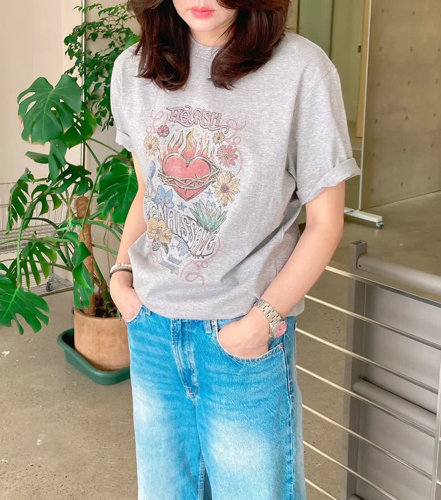 GL家復古印花短袖上衣