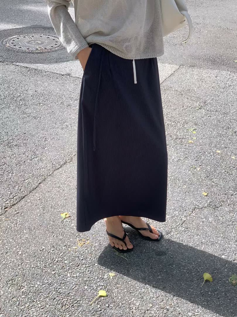 FL家條紋直筒長裙